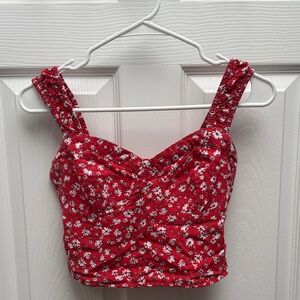 Japna Red Floral Crop Top
